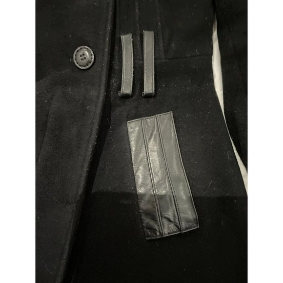 Mackage Womens Wool cashmere High Collar leather Trench Coat Black XS, no belt - Picture 6 of 16